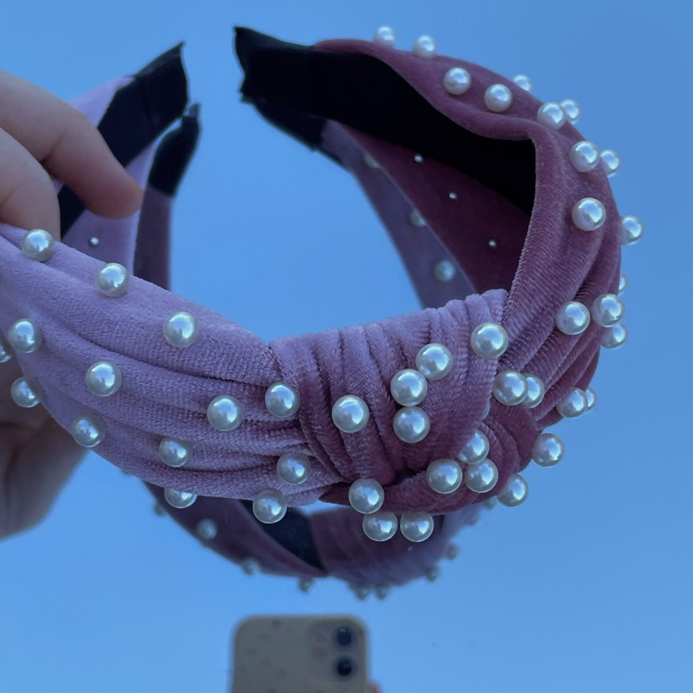 Velvet Pink Pearl Headband from Franscesca’s